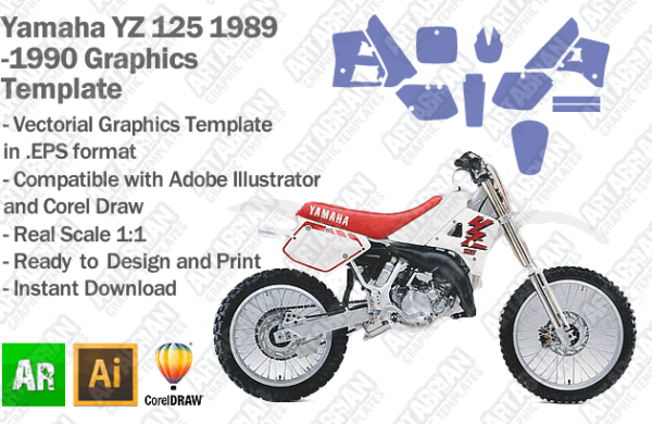 Yamaha YZ 125 MX Motocross 1989 1990 Graphics Template