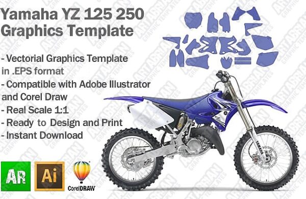 Yamaha YZ 125 250 MX Motocross 2002 2003 2004 2005 2006 2007 2008 2009 2010 2011 2012 2013 2014 Graphics Template