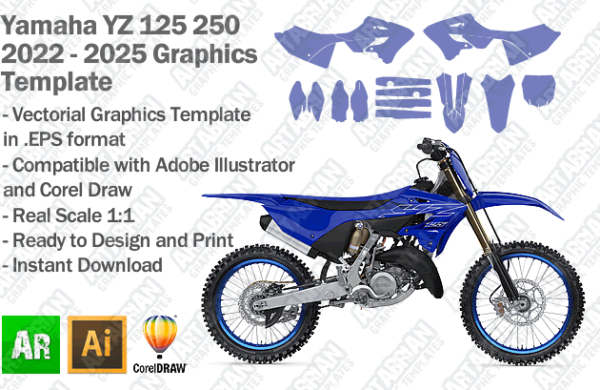 Yamaha YZ 125 250 MX Motocross 2022 2023 2024 2025 Graphics Template