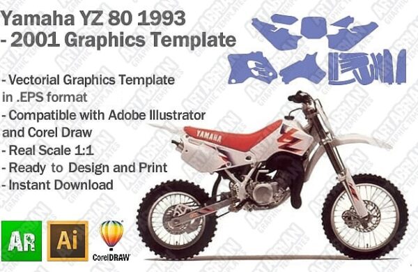 Yamaha YZ 80 MX Motocross 1993 1994 1995 1996 1997 1998 2000 2001 Graphics Template