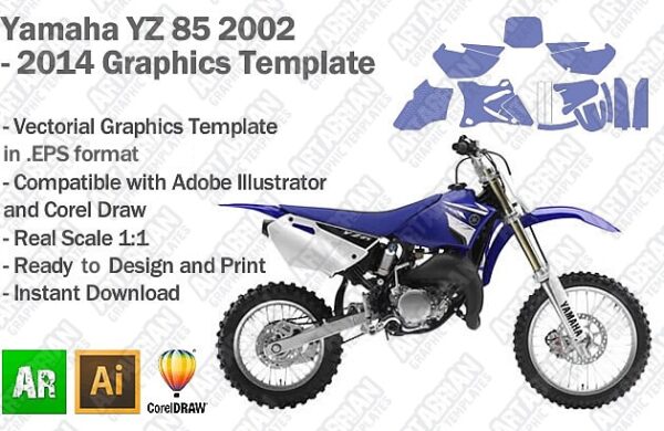 Yamaha YZ 85 MX Motocross 2002 2003 2004 2005 2006 2007 2008 2009 2010 2011 2012 2013 2014 Graphics Template