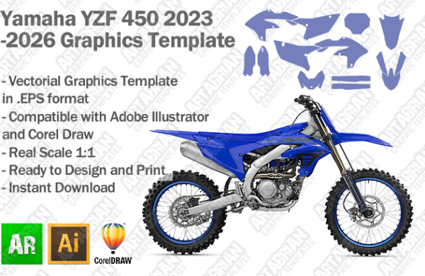 Yamaha YZF 450 MX Motocross 2023 2024 2025 2026 Graphics Template