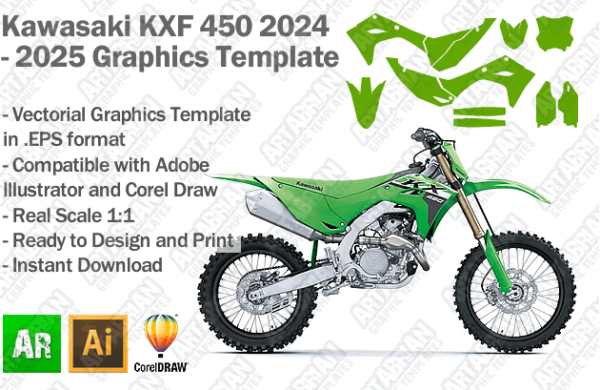 Kawasaki KXF 450 MX Motocross 2024 2025 Graphics Template