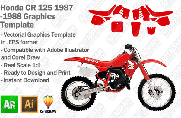 Honda CR 125 MX Motocross 1987 1988 Graphics Template