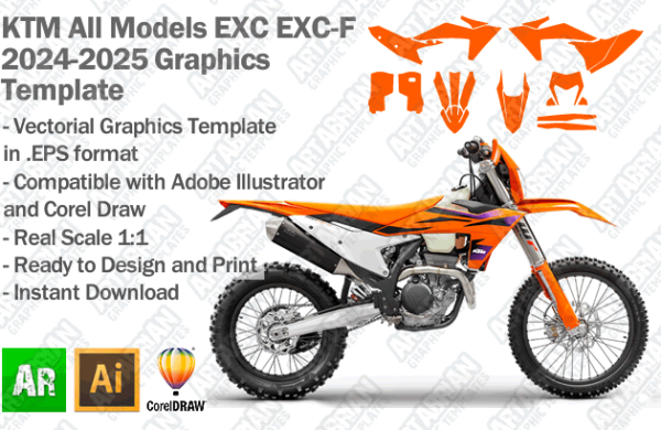 KTM EXC XC-W Enduro All Models 2024 2025 Graphics Template