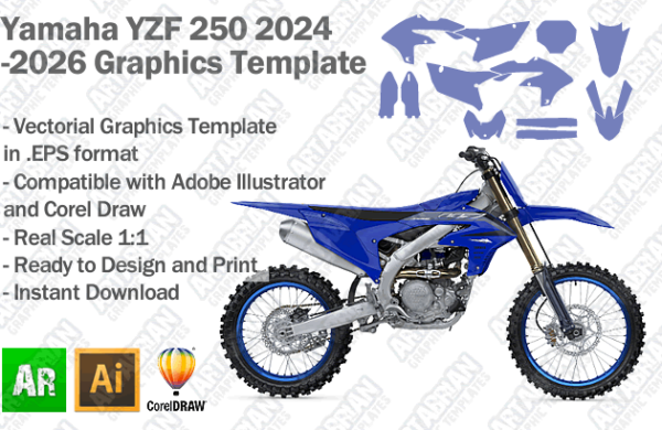 Yamaha YZF 250 MX Motocross 2024 2025 2026 Graphics Template