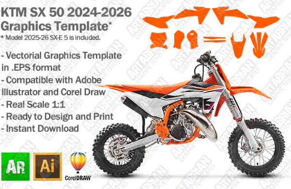 KTM SX 50 MX Motocross 2024 2025 2026 Graphics Template