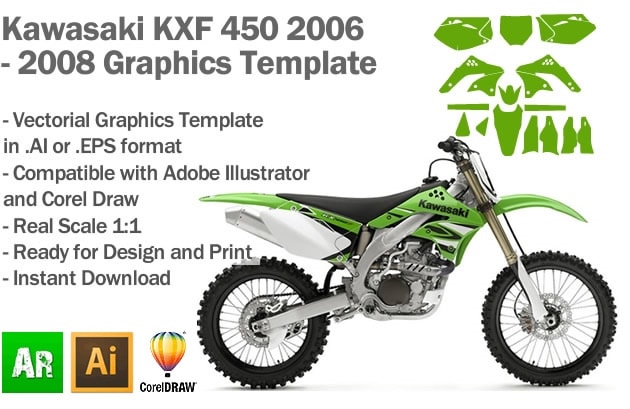 Kawasaki KXF 450 MX Motocross 2006 2007 2008 Graphics - Artabrian™ - Graphic Templates