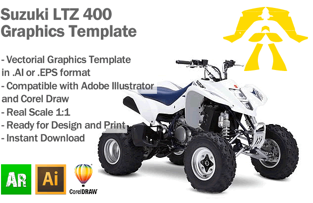 Suzuki LTZ 400 ATV Quad Graphics Template - Artabrian™ - Graphic Templates