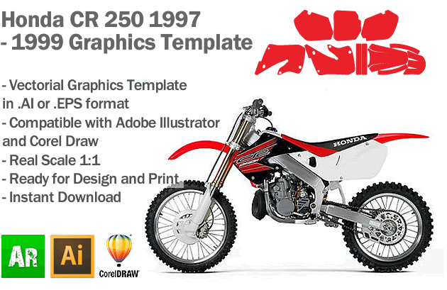 Honda CR 250 MX Motocross 1997 1998 1999 Template - Artabrian™ - Graphic