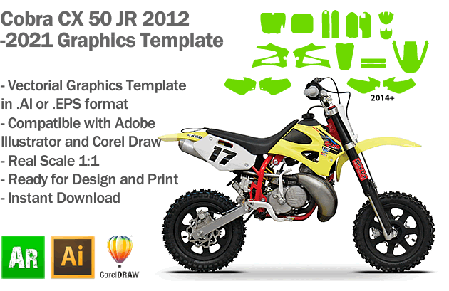 Cobra CX 50 JR MX Motocross 2012 2013 2014 2015 2016 2017 2018 2019 2020  2021 Graphics Template Artabrian™ Graphic Templates